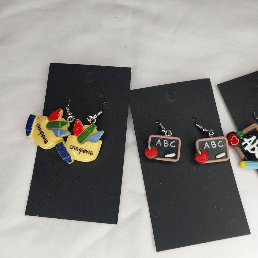 Handmade 3 Pair School-Themed Earrings - Picture 3 of 4